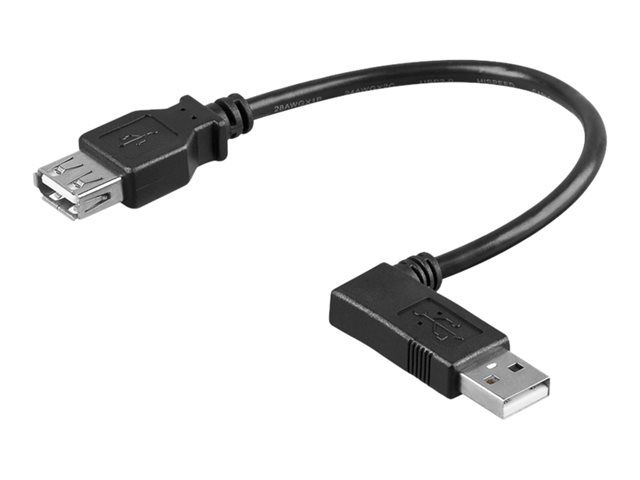 Wentronic USB 2.0 Cable Extension - 30cm, 90° Connector, Black