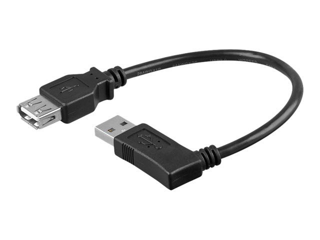 Wentronic USB Extension Cable - 30cm, Right-Angled Connector, Black