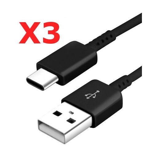 Chargeur par câble USB-C Noir X3 de Little Boutik pour Samsung Galaxy A8 / S9 / S9 Plus