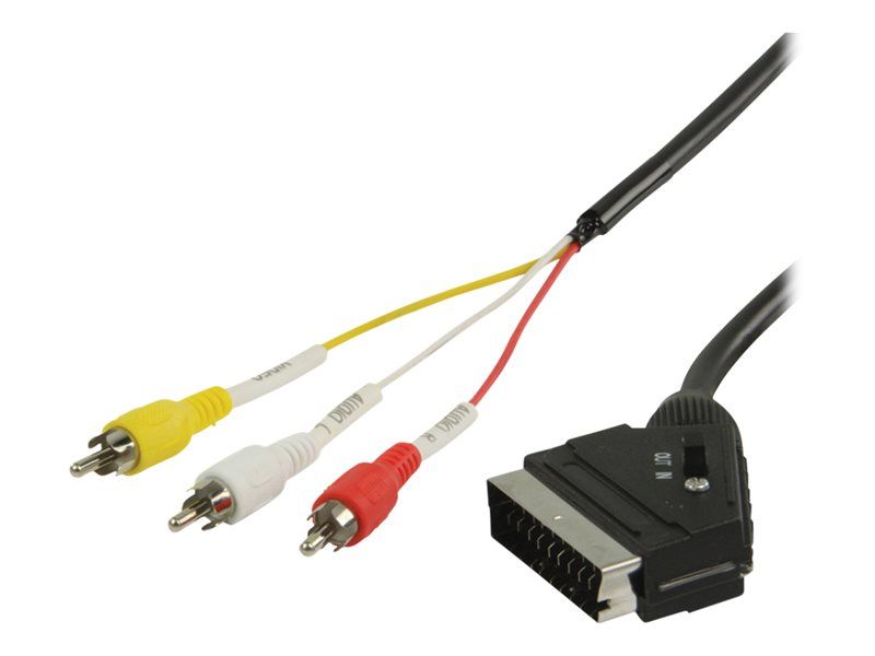 Nedis Valueline Video/Audio Cable - Composite Video/Audio - 3 Phono RCA Male to SCART Male - 1m - Black