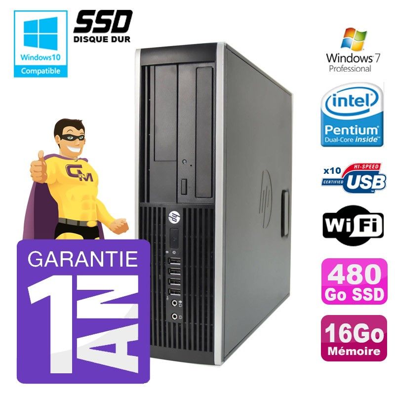 PC de escritorio HP 8200 SFF - Procesador Intel G630, 16GB de RAM, SSD de 480GB, Grabadora de DVD, WiFi