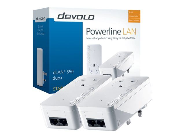 Devolo dLAN 550 duo+ - HomePlug AV (HPAV) Powerline Adapter - Wall Mount Kit