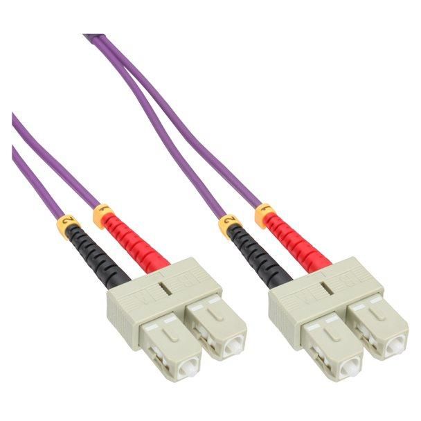 INTOS ELECTRONIC InLine Multi-Mode SC Cord, 7.5m, Duplex, OM4, 50/125 Micron, Halogen-Free, Violet