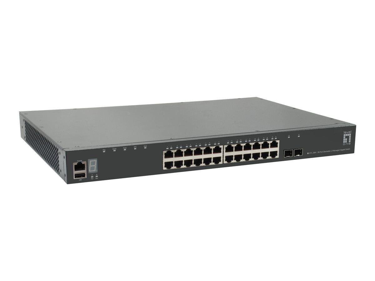 Digital Data Communications LevelOne GTL-2891 Managed Switch - 24 x 10/100/1000 + 2 x SFP+ 10G (uplink) - Rack-mountable