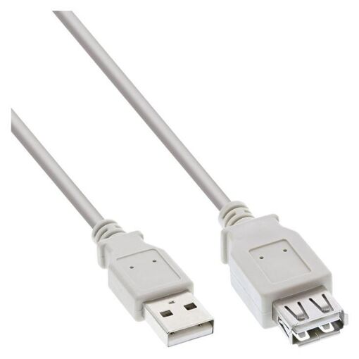 INTOS ELECTRONIC USB 2.0 Cable Extension - 50 cm, Beige/Gray