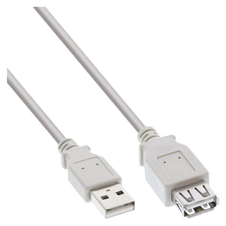 INTOS ELECTRONIC USB 2.0 Cable Extension - 50 cm, Beige/Gray