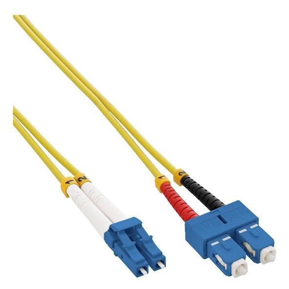 INTOS ELECTRONIC InLine 7.5m LC to SC Duplex Fiber Optic Cable, 9/125μm, OS2, Halogen-Free, Yellow