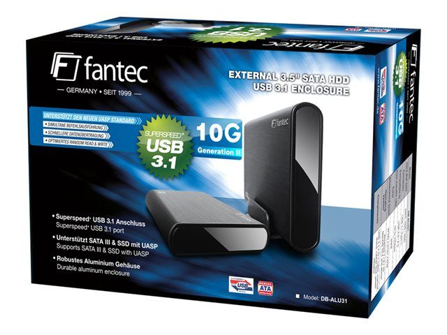 Fantec 3.5-inch External Enclosure - SATA 6Gb/s, USB 3.1
