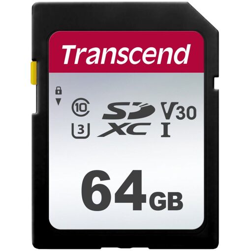 Transcend 300S - Flash Memory Card - 64GB - Video Class V10 / UHS-I U1 / Class 10 - SDXC UHS-I