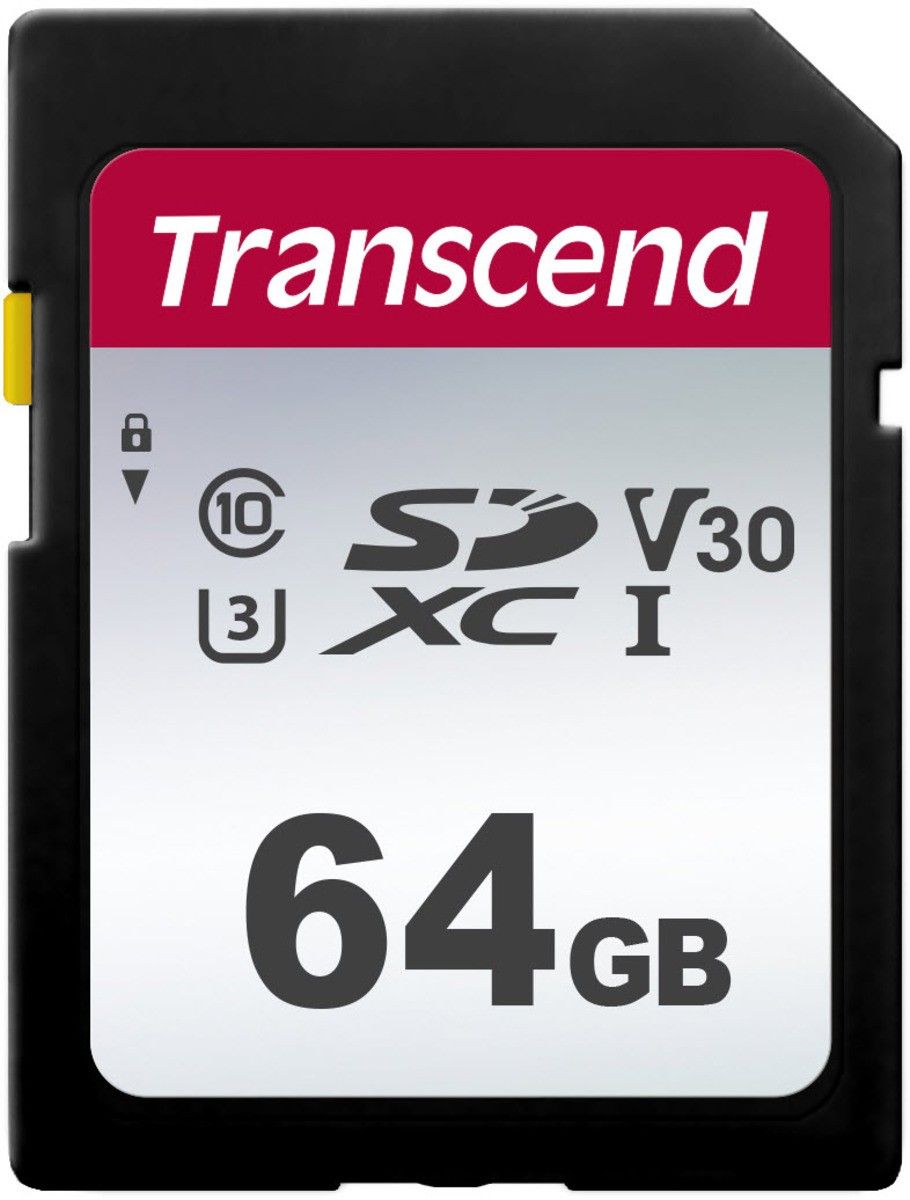Transcend 300S - Flash Memory Card - 64GB - Video Class V10 / UHS-I U1 / Class 10 - SDXC UHS-I