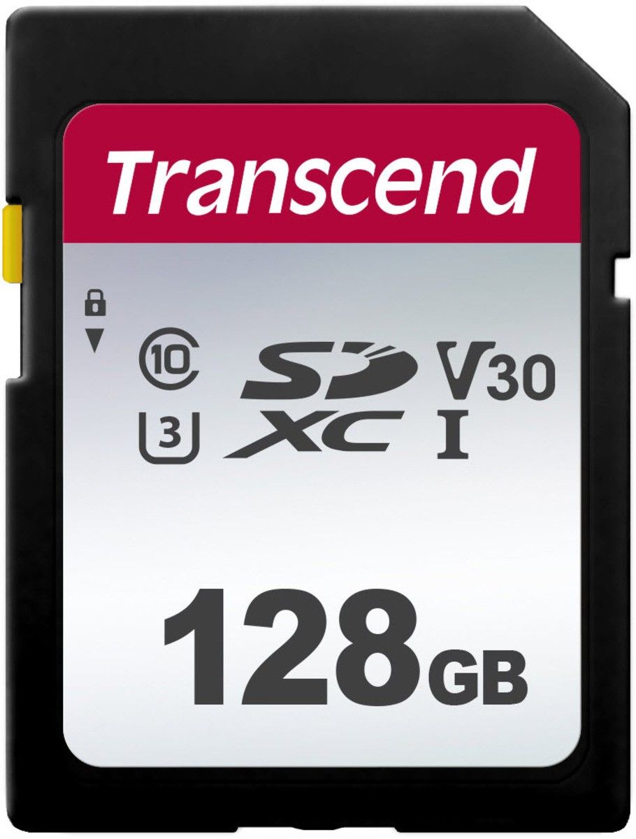 Carte mémoire flash Transcend 300S - 128 Go - Classe vidéo V30 / UHS-I U3 / Classe 10 - SDXC UHS-I