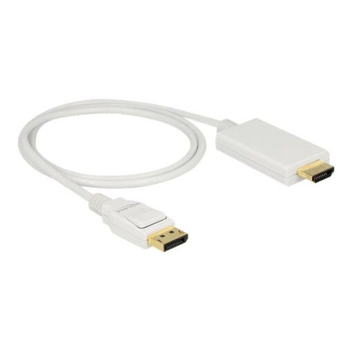 Delock DisplayPort to HDMI Adapter Cable - 1m, Shielded Twisted Pair - White