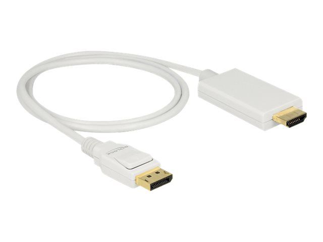 Câble adaptateur Delock DisplayPort vers HDMI - 1m, paire torsadée blindée - blanc