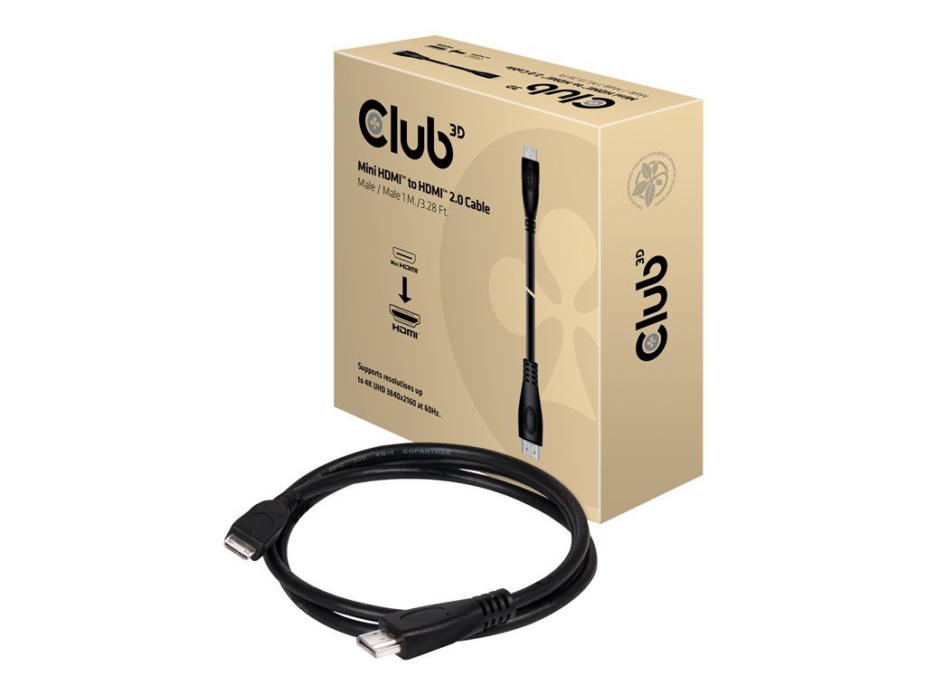 Club 3D 1m HDMI Cable - Mini HDMI Type C to HDMI Male - 4K Support