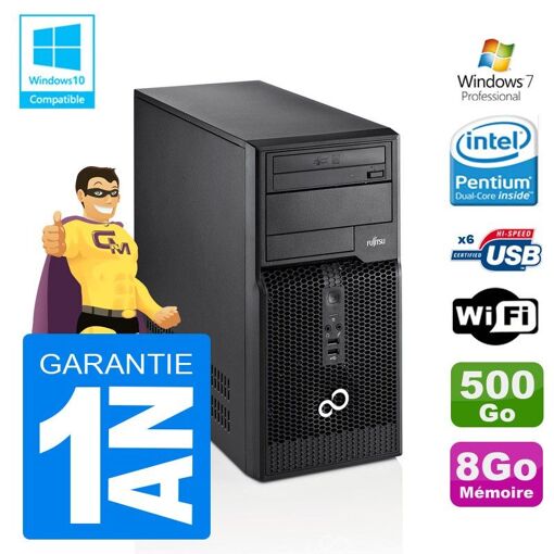 Ordenador de sobremesa Fujitsu Esprimo P400 - Procesador Intel Pentium G630, 8 GB RAM, 500 GB HDD, WiFi, Windows 7 Pro