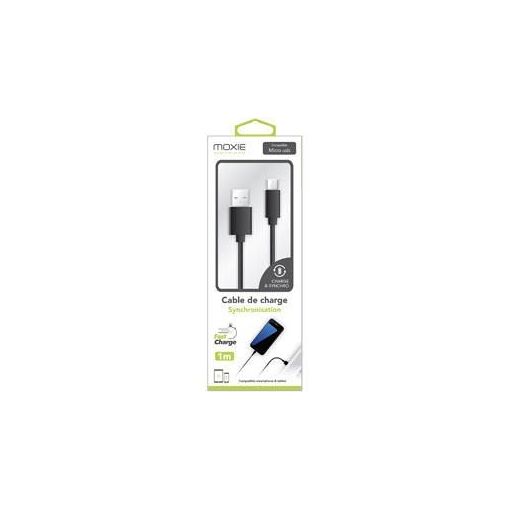 Câble de charge micro USB 1m - Noir (Moxie)