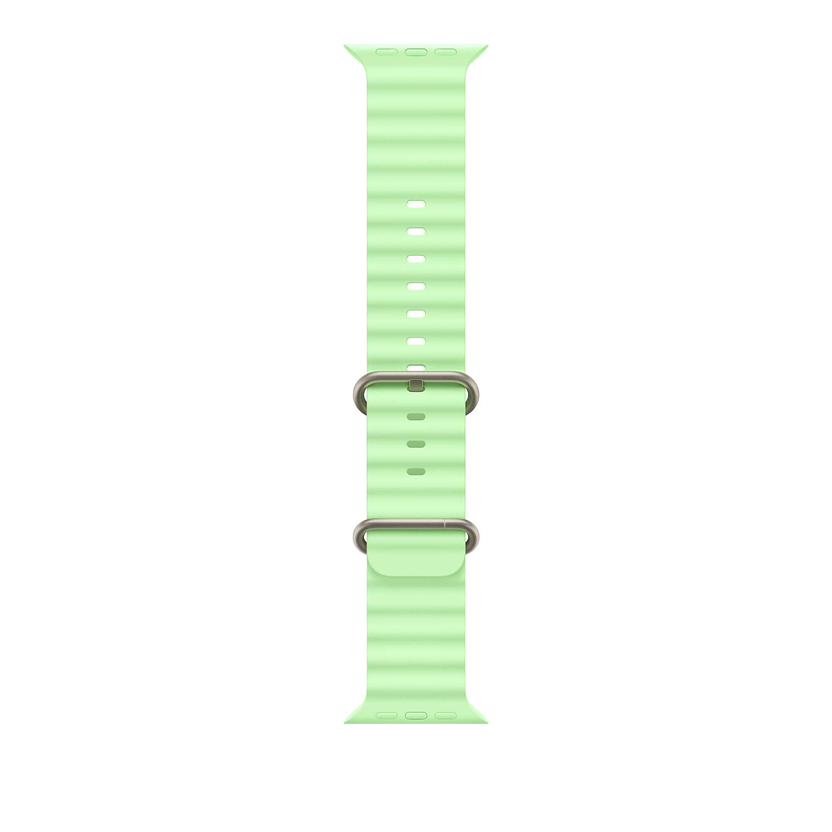 Apple Bracelet Océan 49 mm finition titane naturel Vert Fluo