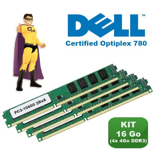 Dell Optiplex 780 Certified 16GB (4x4GB) DDR3 PC3-10600 Memory Kit