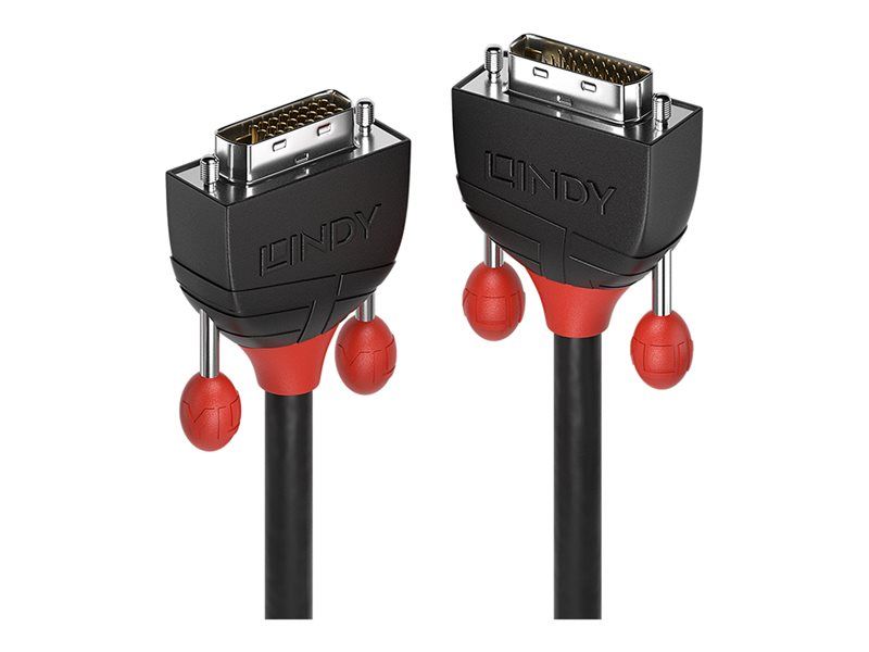 Lindy DVI Cable - Dual Connection - 5m, Round, Flanged - Black