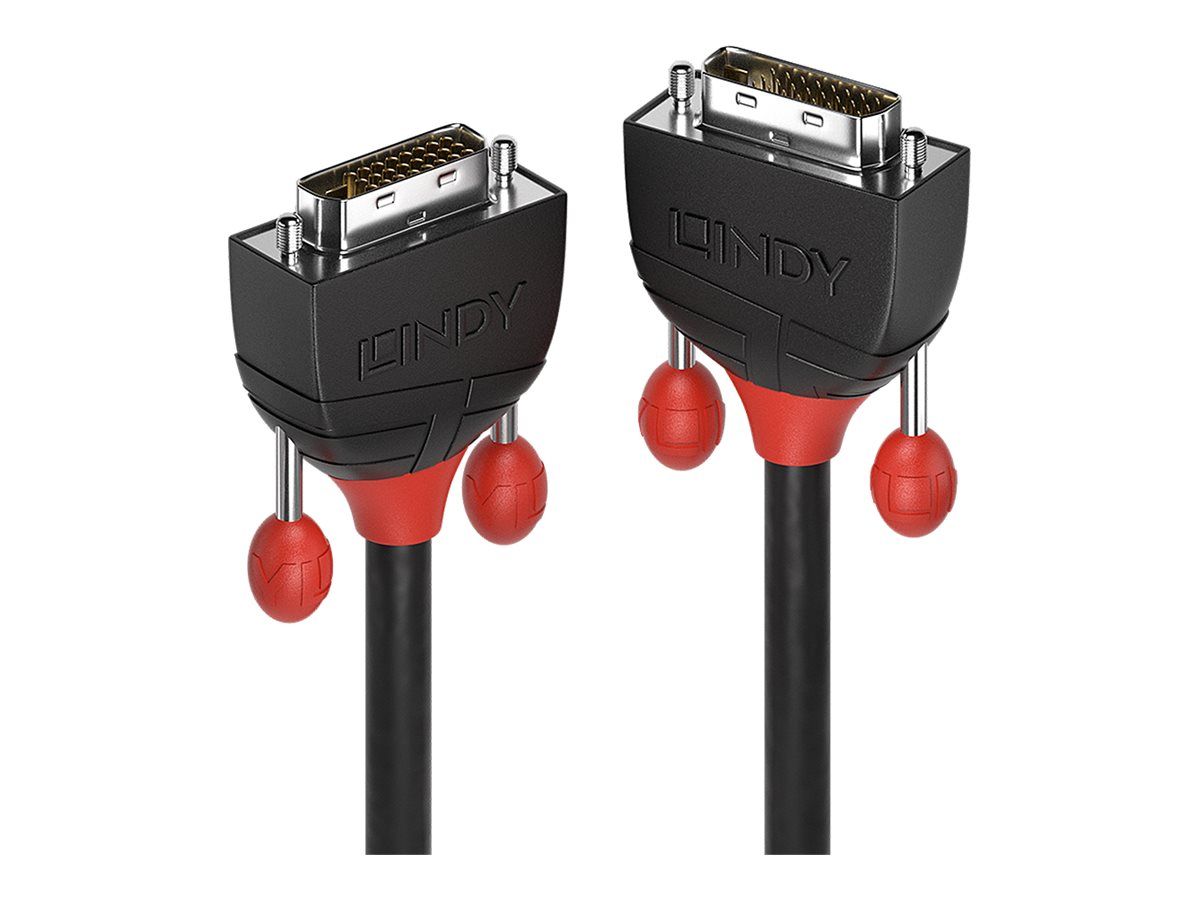Lindy Black Line DVI Cable - Double Connector - 3m, Ferrruled, Black
