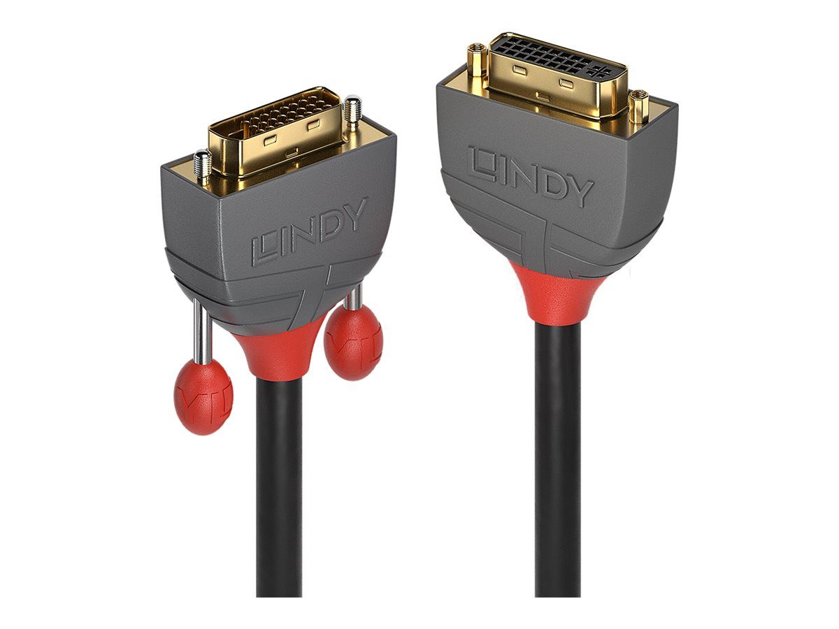 Lindy Anthra Line DVI Cable Extender - Double Connection - 2m - Threaded Nuts - Black