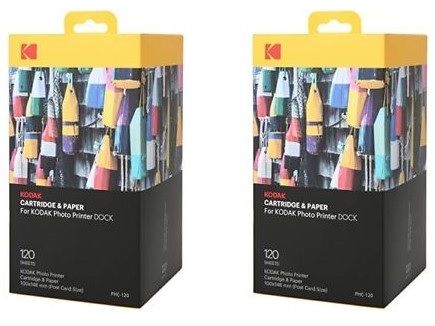 Kodak Print Bundle: 2 x PHC120 Cartridges & Papers for 240 Photos (10x15cm, Compatible with Kodak PD450, PD480, PD450 WiFi and PD460)