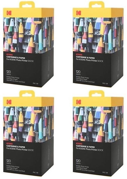 Kodak Print Bundle: 4x PHC120 Cartridges & Paper (480 Photos, 10x15cm)
