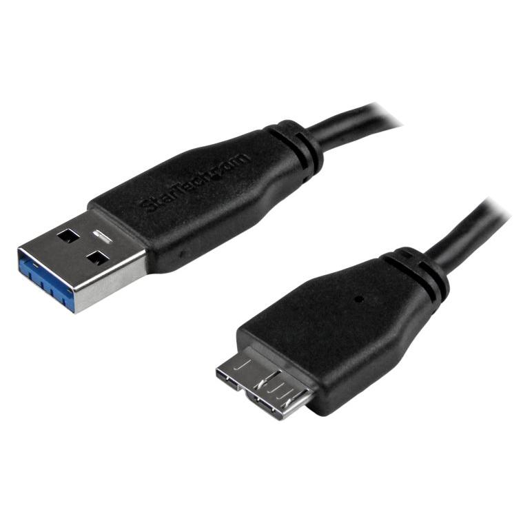 Cable StarTech.com de 0,5 m, SuperSpeed USB 3.0, tipo A Slim a Micro B, negro