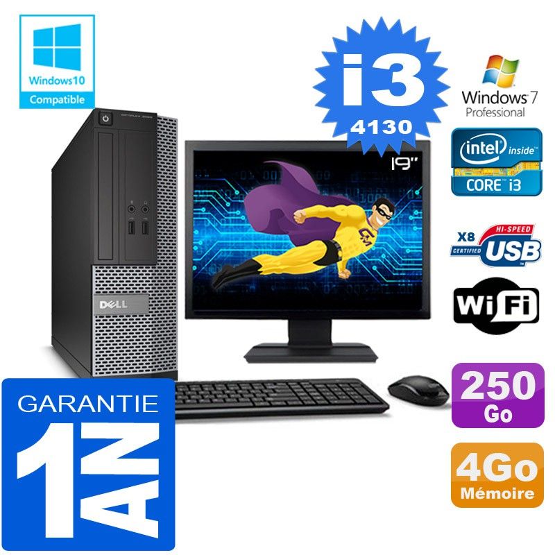 Dell 3020 SFF Desktop - Intel Core i3-4130, 4GB RAM, 250GB HDD, WiFi, Windows 7 Pro