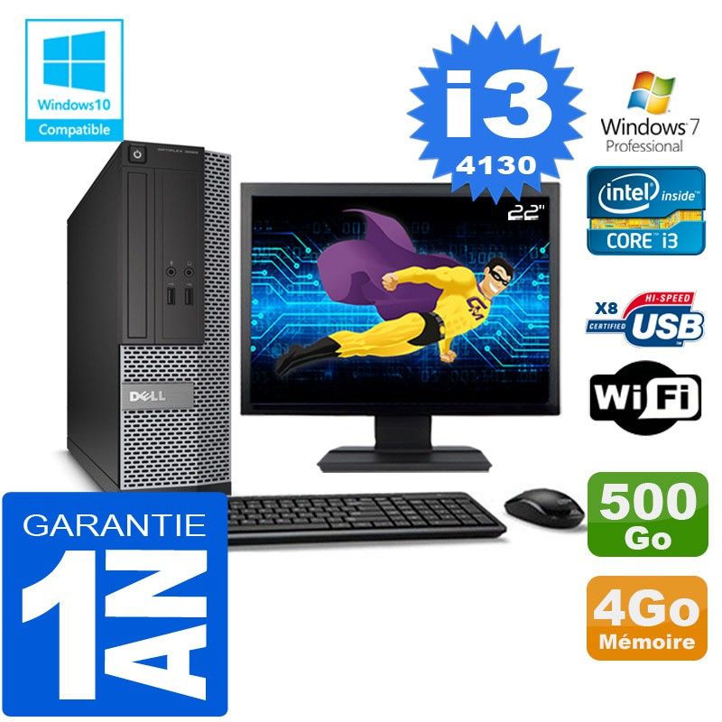 Dell 3020 SFF Desktop - Core i3-4130, 4GB RAM, 500GB HDD, WiFi, Windows 7 Pro