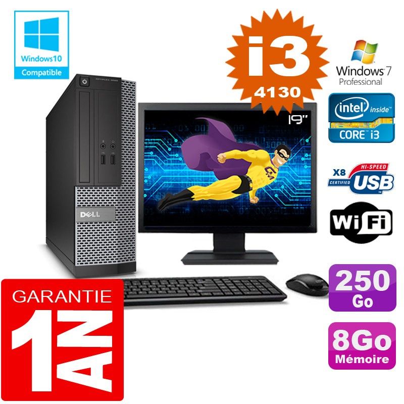 Dell 3020 SFF Desktop - Core i3-4130, 8GB RAM, 250GB SSD, WiFi, Windows 7 Pro