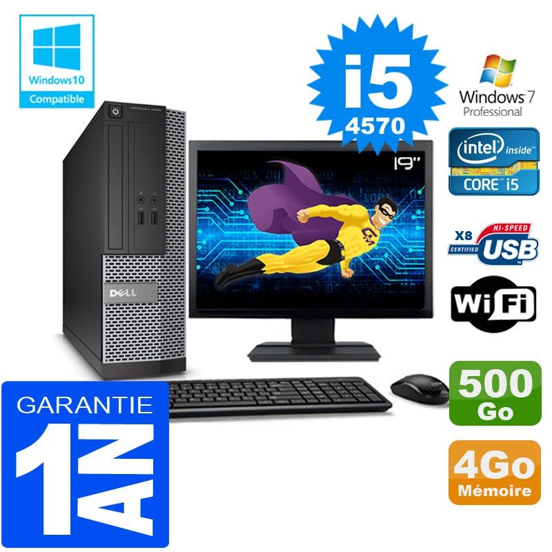 Dell 3020 SFF Desktop - Core i5-4570, 4GB RAM, 500GB HDD, WiFi, Windows 7 Pro