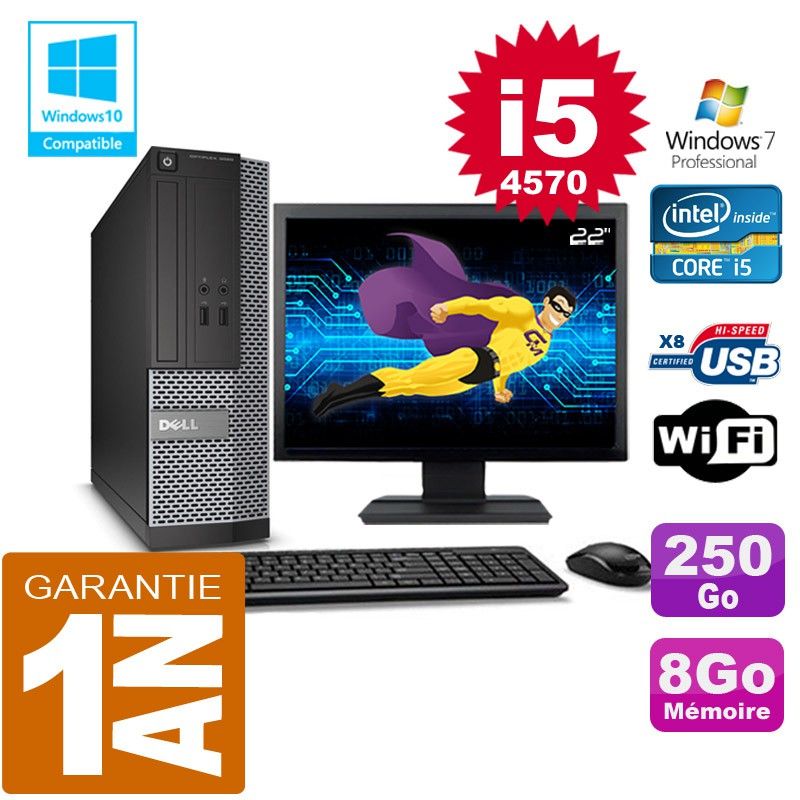Dell 3020 SFF Desktop PC - Core i5-4570, 8GB RAM, 250GB SSD, WiFi, Windows 7 Pro