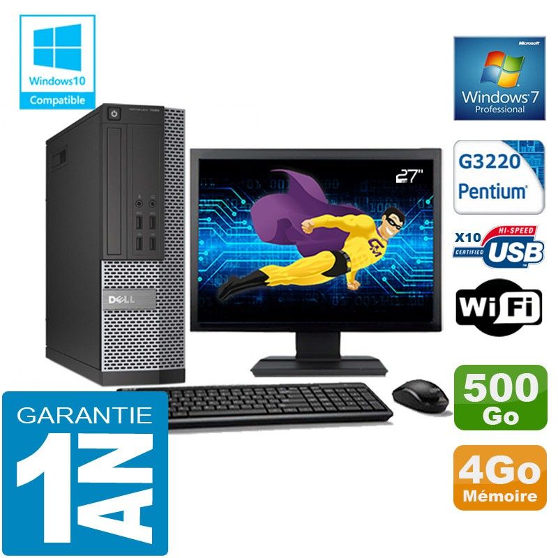 Dell 7020 SFF PC - Intel Pentium G3220, 4GB RAM, 500GB HDD, WiFi, Windows 7 Pro