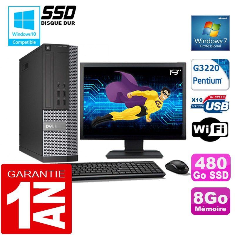 Dell 7020 SFF PC - Intel G3220, 8GB RAM, 480GB SSD, WiFi, Windows 7 Pro