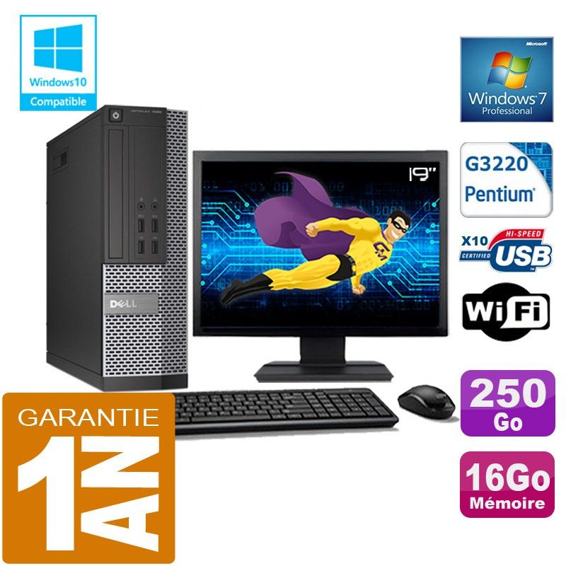 Dell 7020 SFF PC - Intel Pentium G3220, 16GB RAM, 250GB SSD, WiFi, Windows 7 Pro