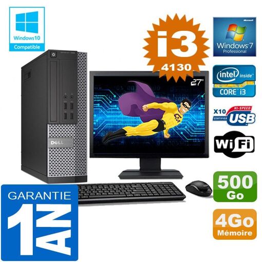Dell 7020 SFF Desktop Computer - Core i3-4130, 4GB RAM, 500GB HDD, WiFi, Windows 7 Pro