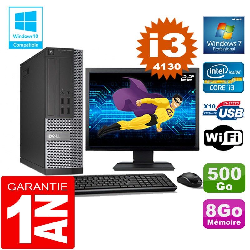 Dell 7020 SFF Desktop PC - Core i3-4130, 8GB RAM, 500GB HDD, WiFi, Windows 7 Pro