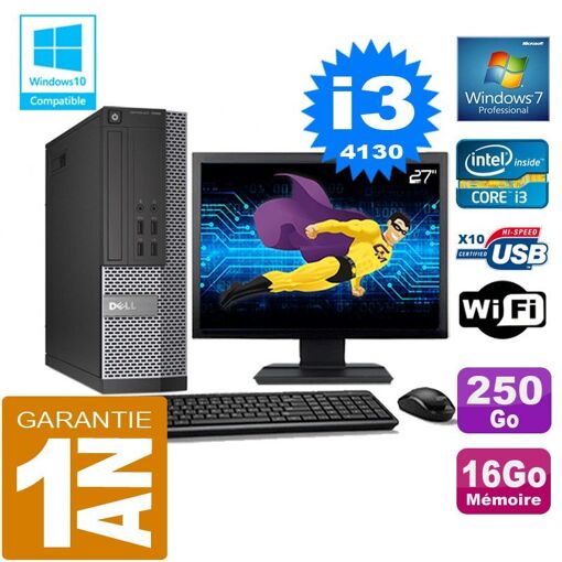 Dell 7020 SFF Desktop - Core i3-4130, 16GB RAM, 250GB SSD, WiFi, Windows 7 Pro