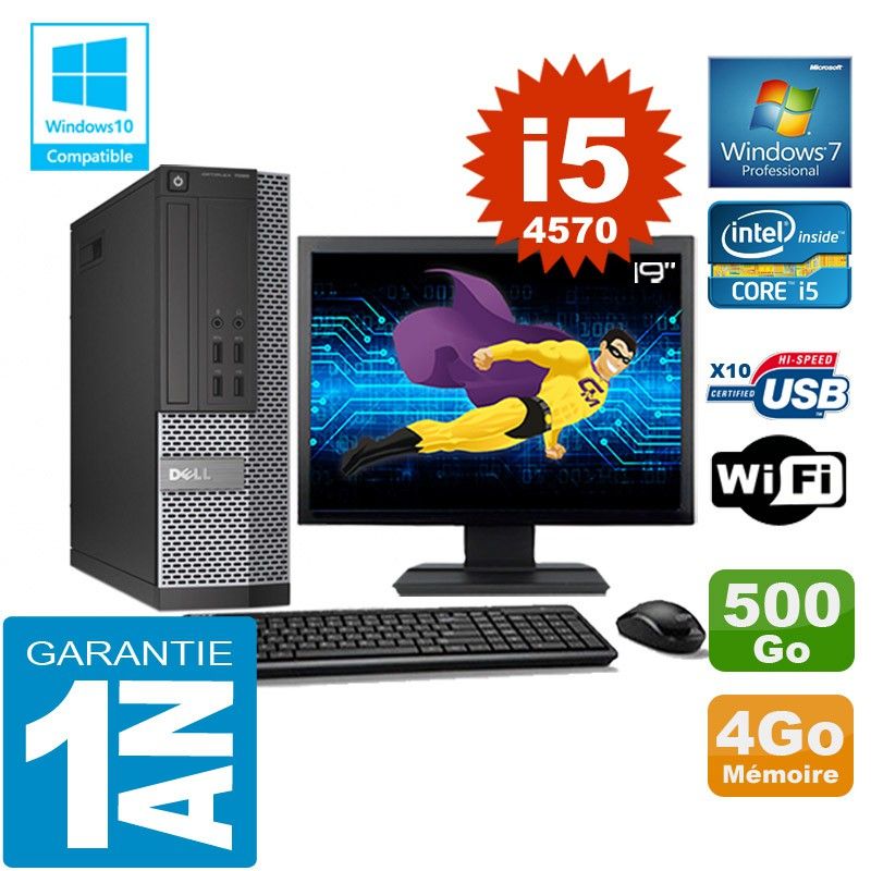 Dell 7020 SFF Desktop - Core i5-4570, 4GB RAM, 500GB HDD, WiFi, Windows 7 Pro