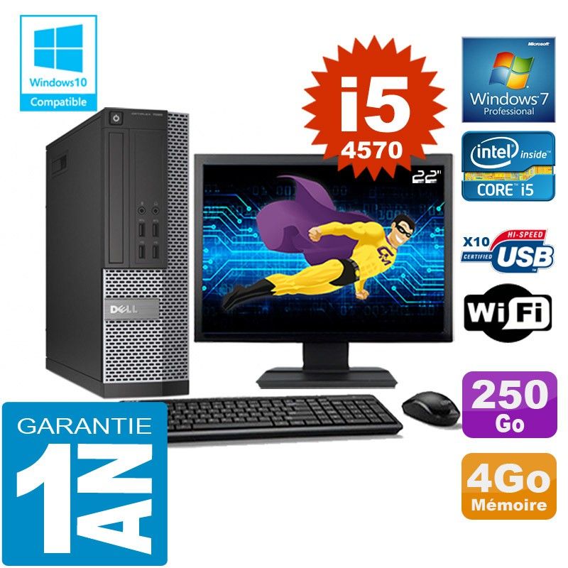 Dell 7020 SFF Desktop PC - Core i5-4570, 4GB RAM, 250GB SSD, WiFi, Windows 7 Pro