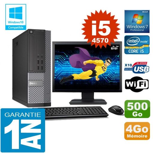 Computadora de escritorio Dell 7020 SFF - Procesador Intel Core i5-4570, 4GB de RAM, 500GB HDD, WiFi, Windows 7 Pro