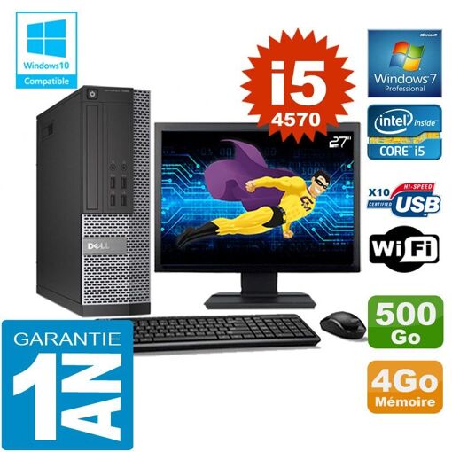 PC de escritorio Dell 7020 SFF - Procesador Intel Core i5, 4 GB de RAM, 500 GB HDD, WiFi, Windows 7 Pro