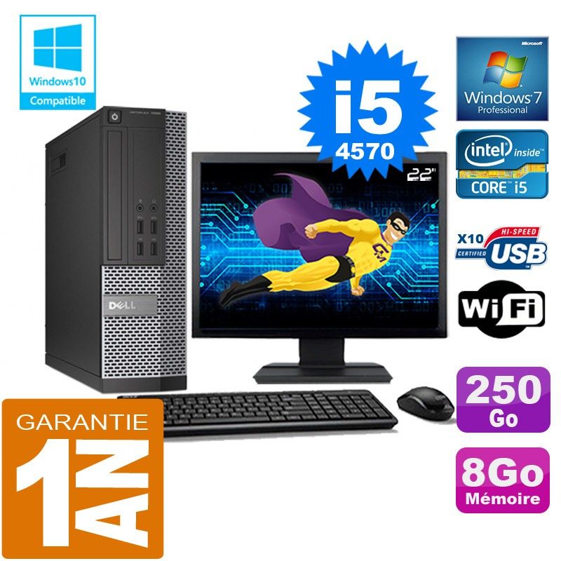 Dell 7020 SFF PC - Core i5-4570, 8GB RAM, 250GB SSD, WiFi, Windows 7 Pro