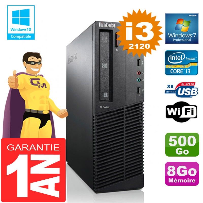 Lenovo M92p SFF Core i3-2120 8GB RAM 500GB HDD DVD Burner WiFi Windows 7 PC