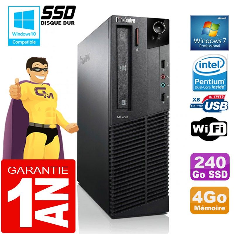 Lenovo M92p SFF PC - Intel G630, 4GB RAM, 240GB SSD, DVD Drive, WiFi