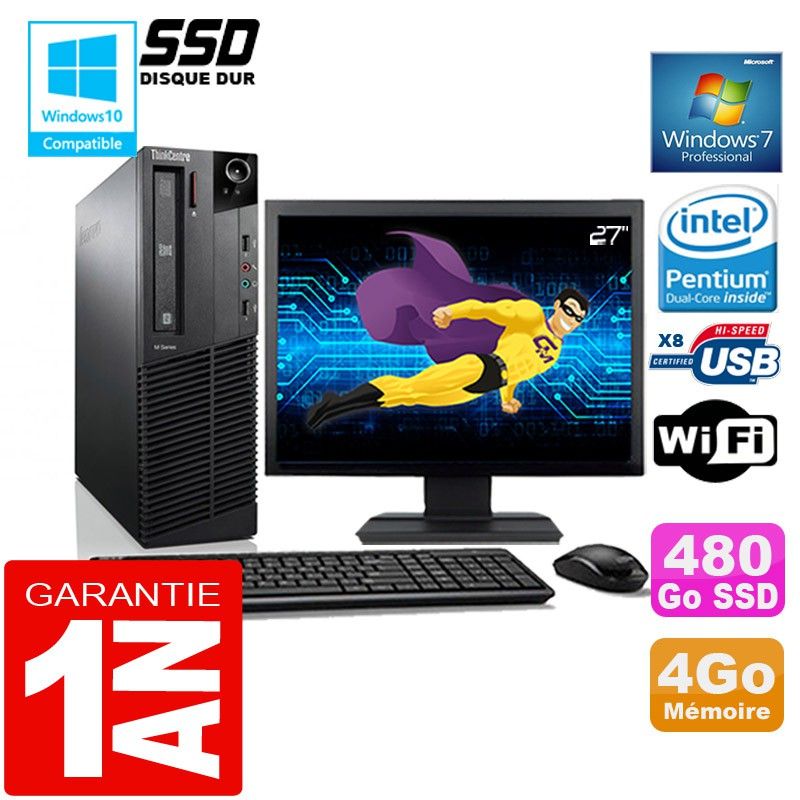 Lenovo M92p SFF PC - Intel G630, 4GB RAM, 480GB SSD, WiFi, Windows 7 Pro