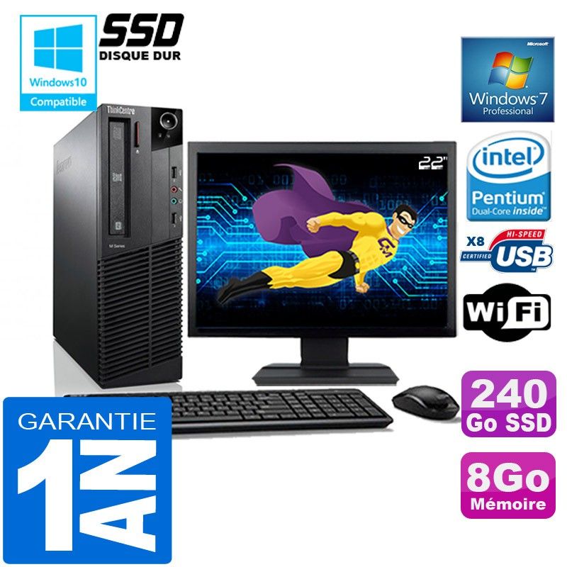 PC de sobremesa Lenovo M92p SFF - Procesador Intel Core i5-6300, 8 GB de RAM, 240 GB SSD, WiFi, Windows 7 Pro