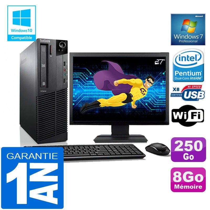PC de escritorio Lenovo M92p SFF - Procesador Intel G630, 8 GB de RAM, 250 GB SSD, WiFi, Windows 7 Pro