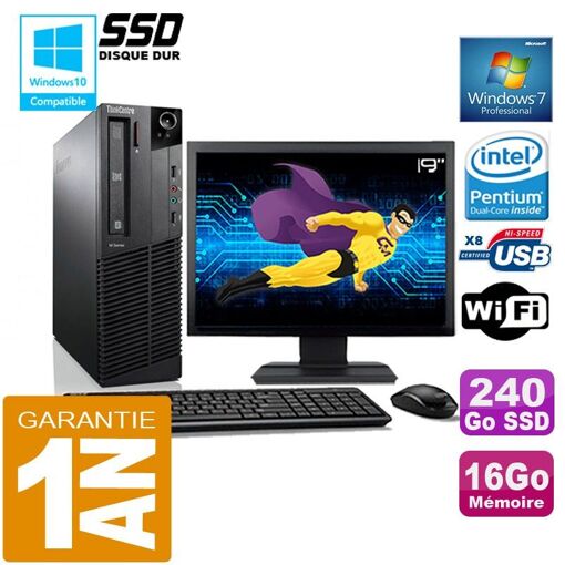 Lenovo M92p SFF Desktop PC - Intel G630, 16GB RAM, 240GB SSD, WiFi, Windows 7 Pro